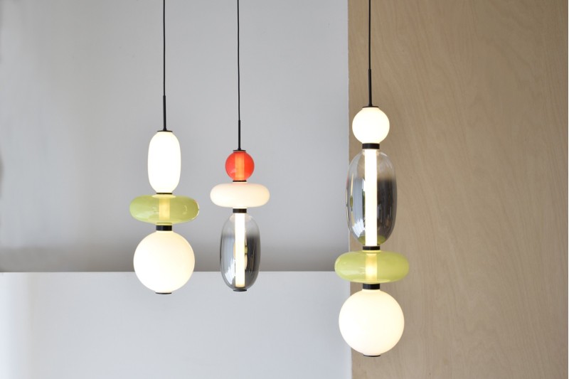 RACIMO COLLECTION: COLOURED GLASS AND BLACK METAL CEILING LAMP | VP In